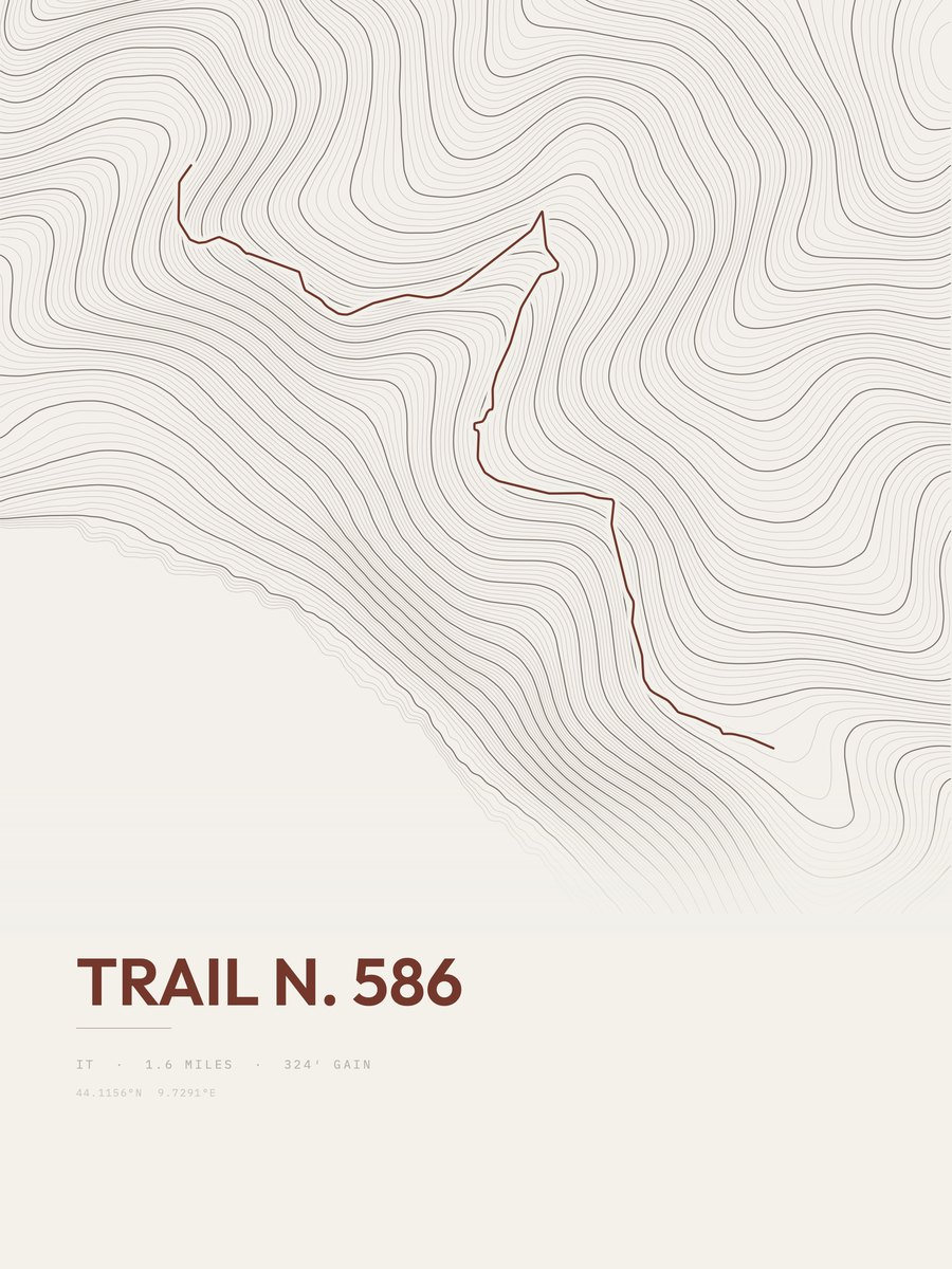 Trail N. 586 topographic trail print