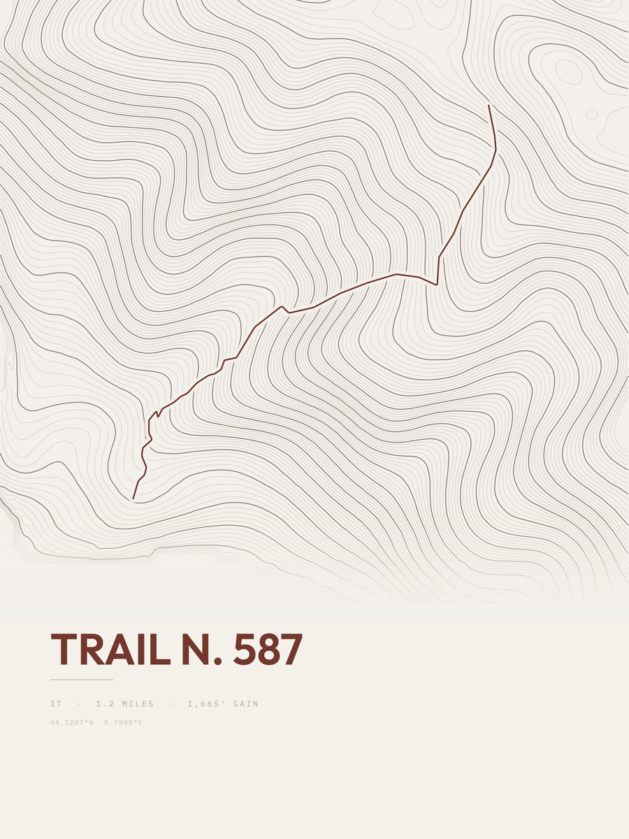 Trail N. 587 topographic trail print