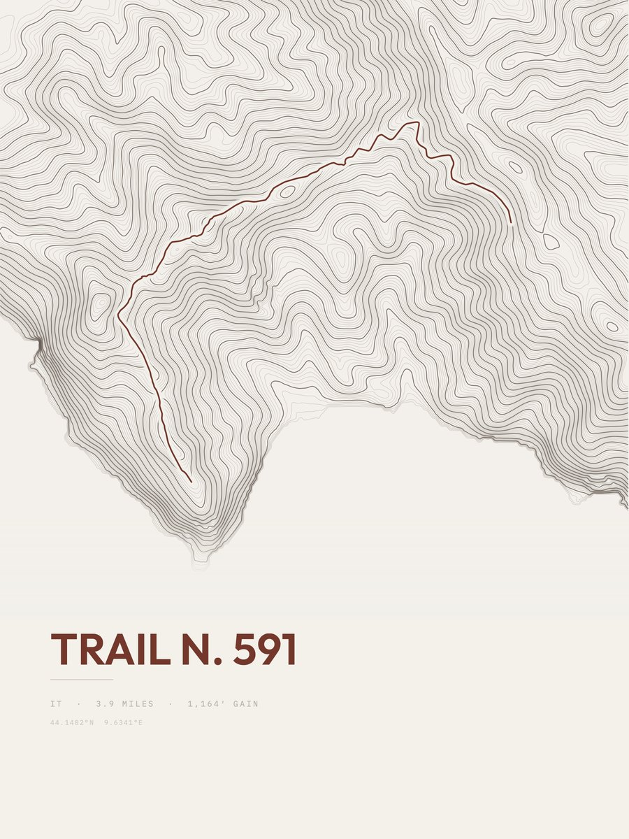 Trail N. 591 topographic trail print