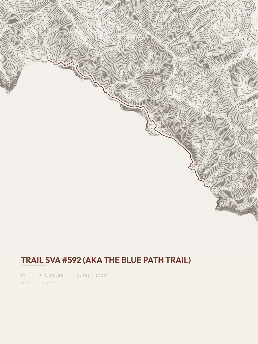 The Blue Path Trail topographic trail print