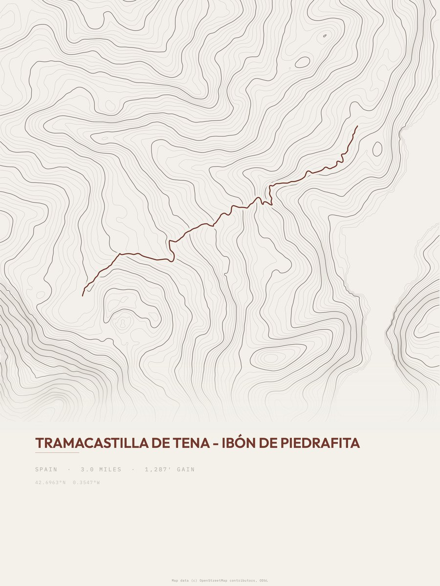 Ibón de Piedrafita Topographic print