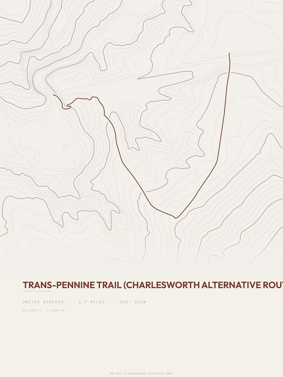 Trans-Pennine Trail Topographic print