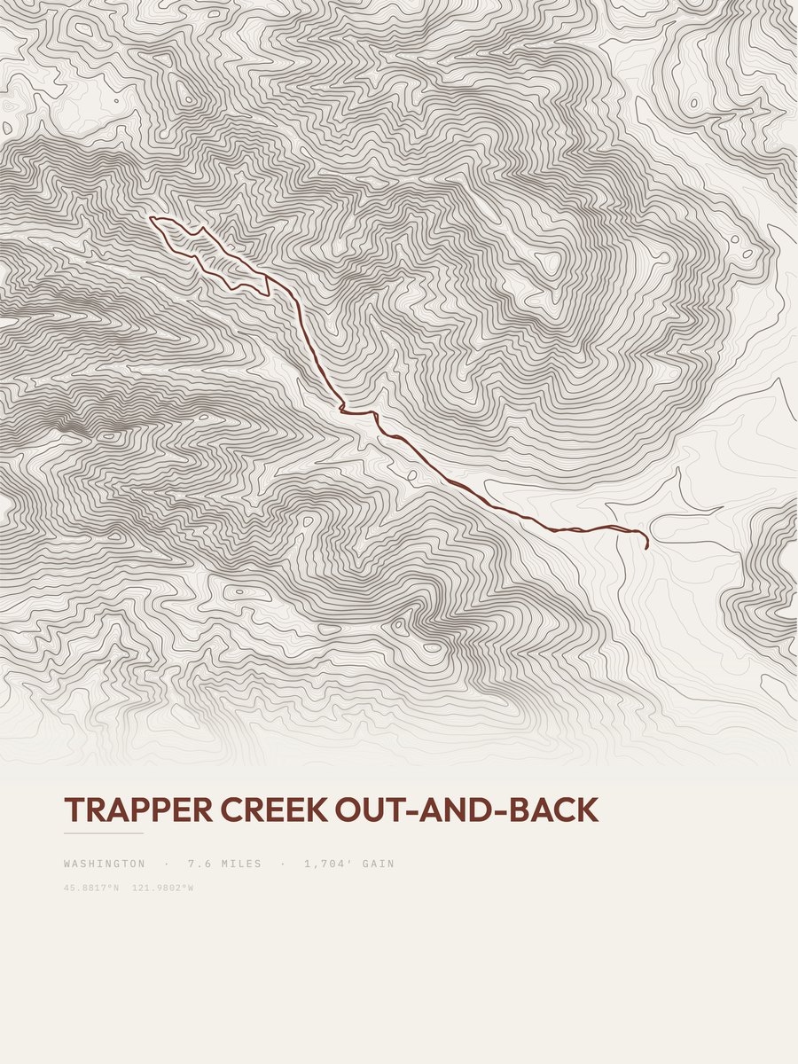 Trapper Creek topographic trail print