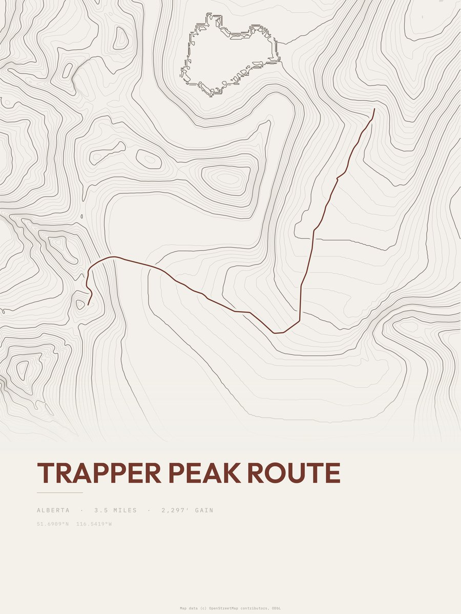 Trapper Peak Route Topographic print
