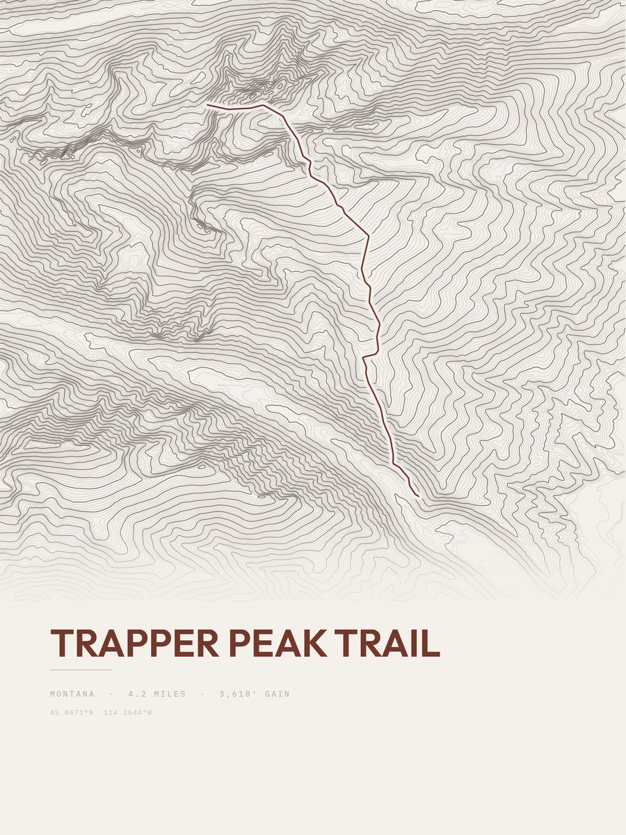 Trapper Peak Trail Topographic print