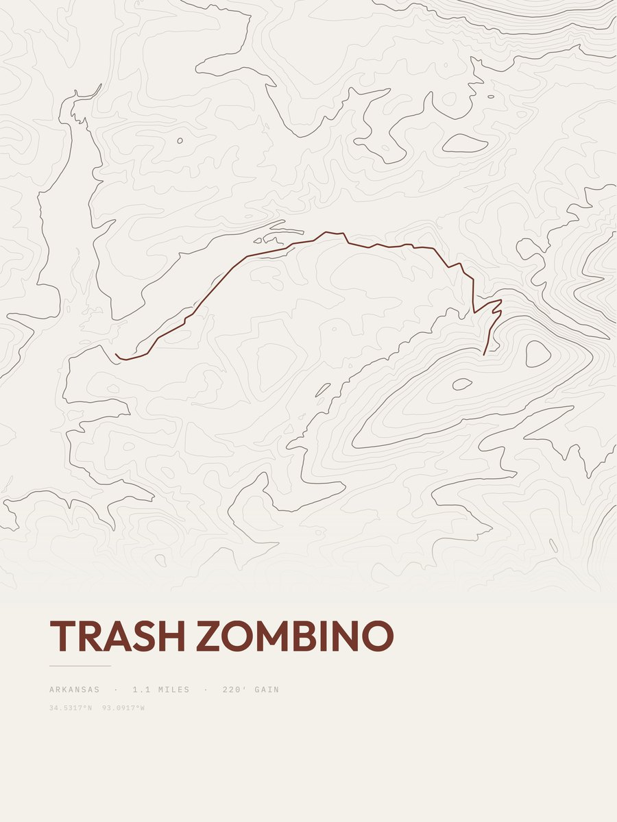 Trash Zombino topographic trail print