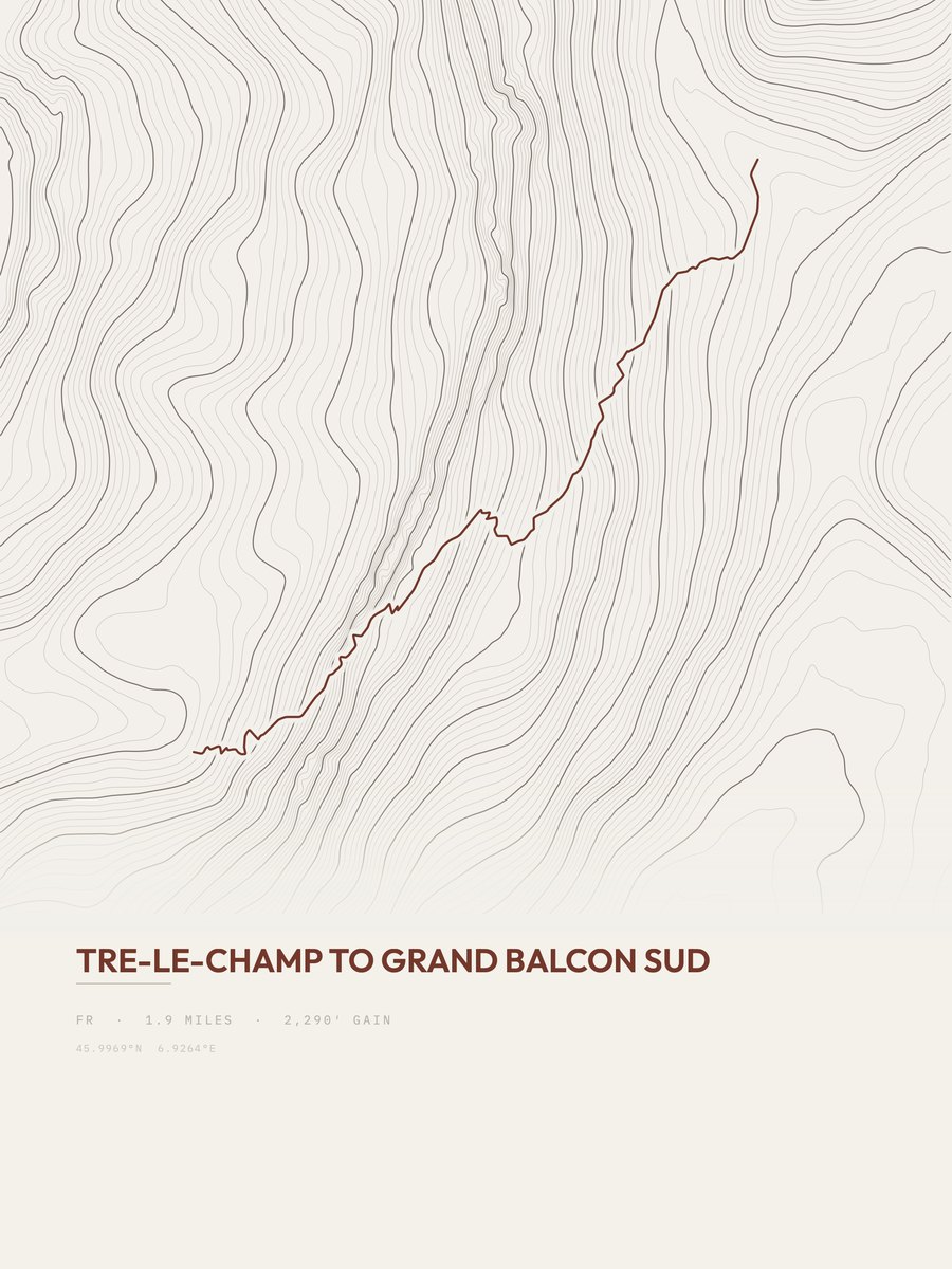 Tre-le-Champ to Grand Balcon Sud topographic trail print