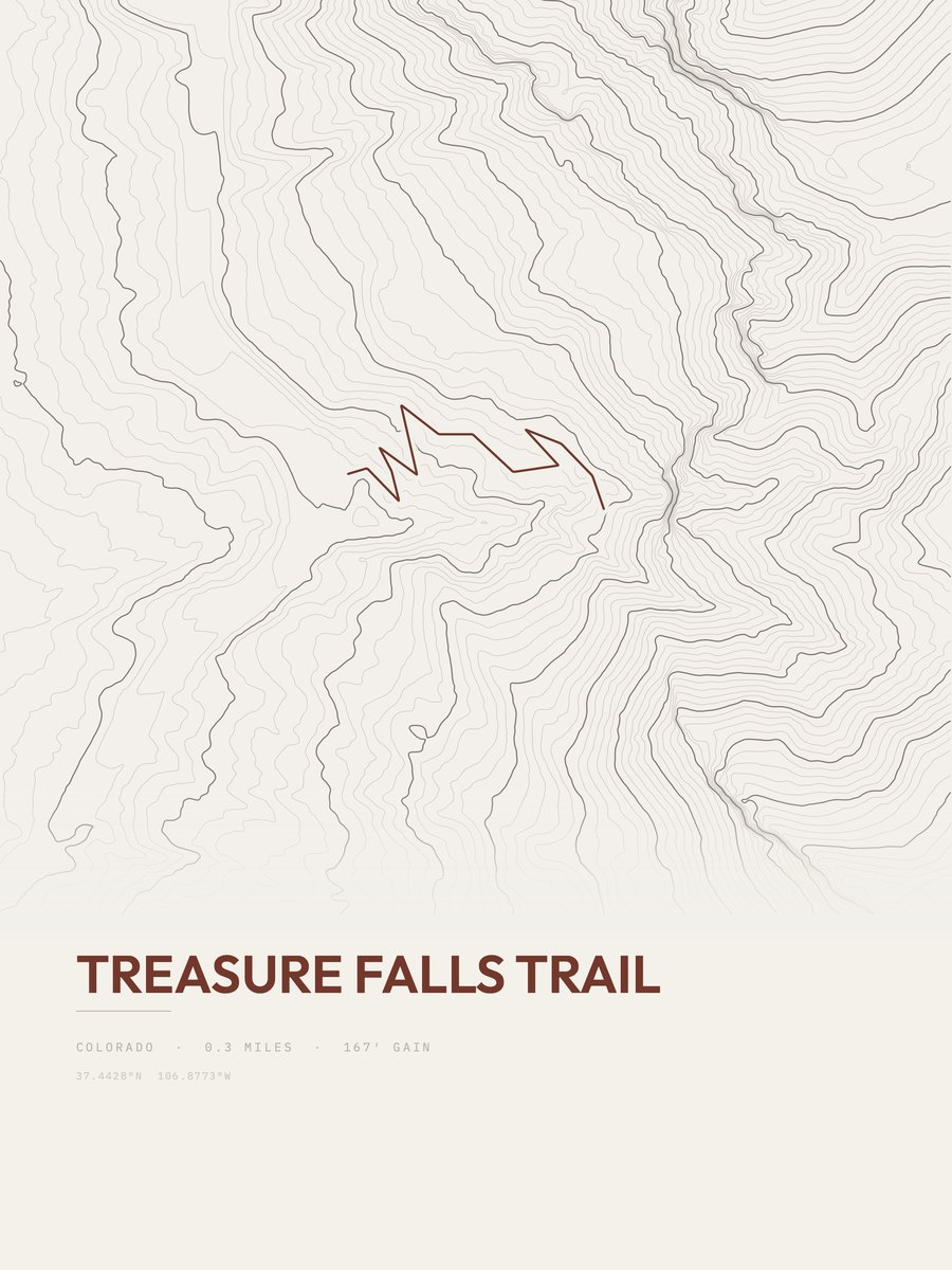 Treasure Falls Trail Topographic print