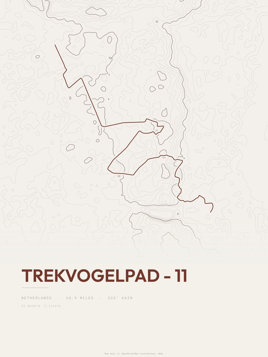 Trekvogelpad topographic trail print