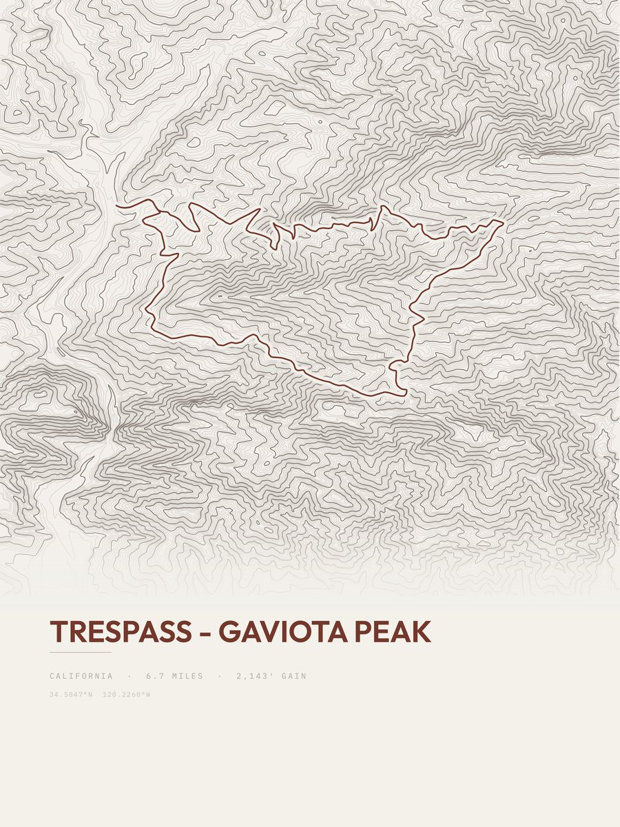 Trespass to Gaviota Peak Topographic print