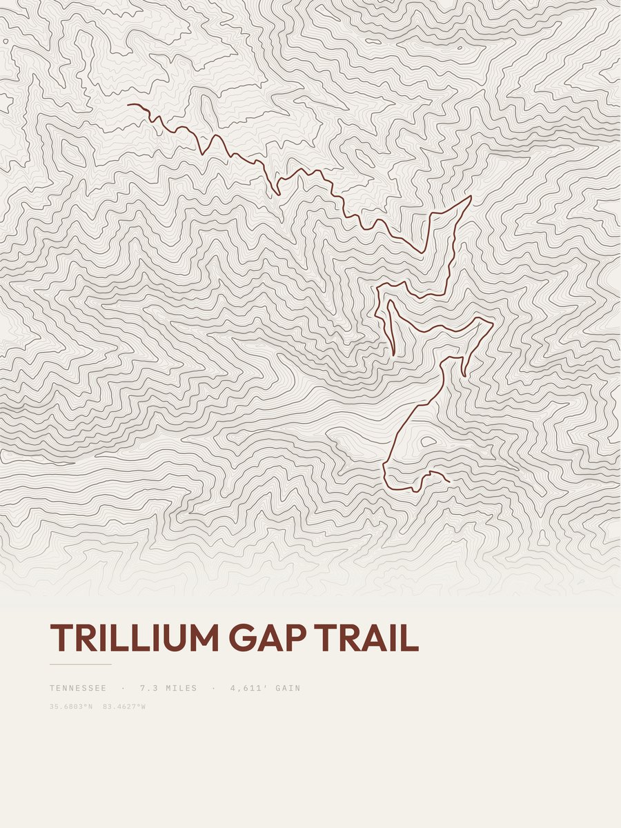 Trillium Gap Trail Topographic print