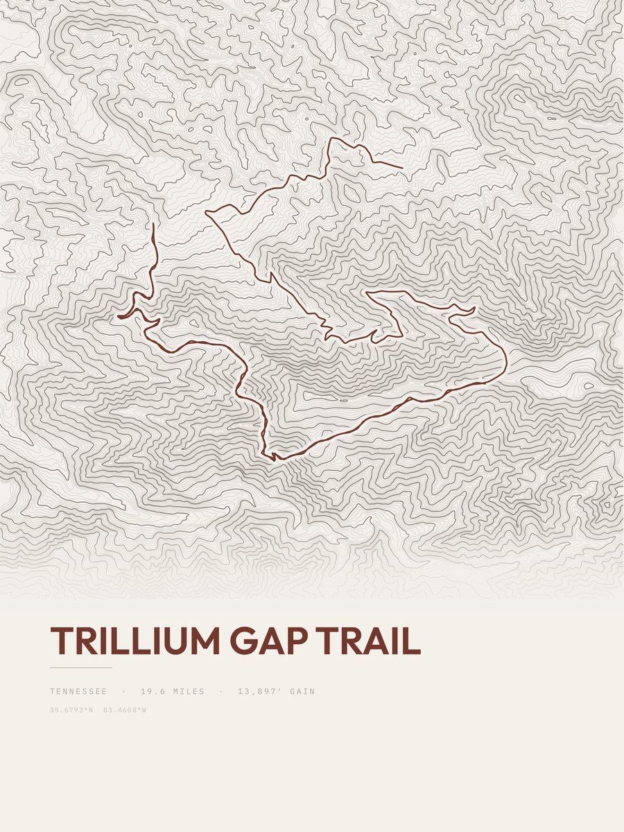 Trillium Gap Trail topographic trail print
