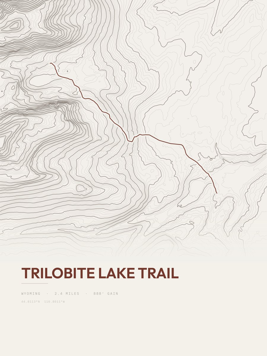 Trilobite Lake Trail Topographic print