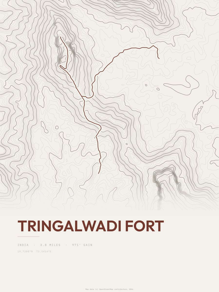 Tringalwadi Fort topographic trail print