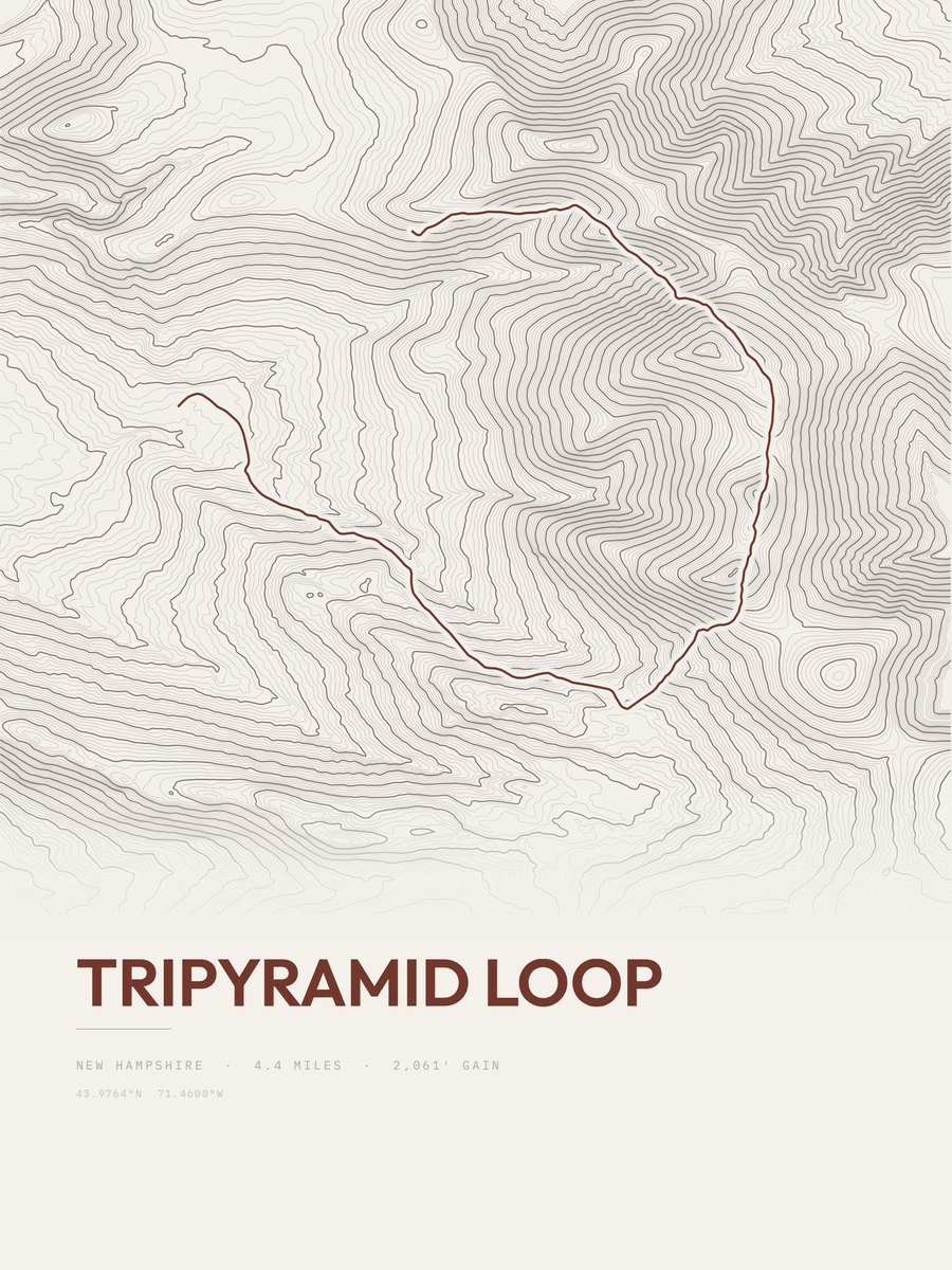 Tripyramid Loop Topographic print
