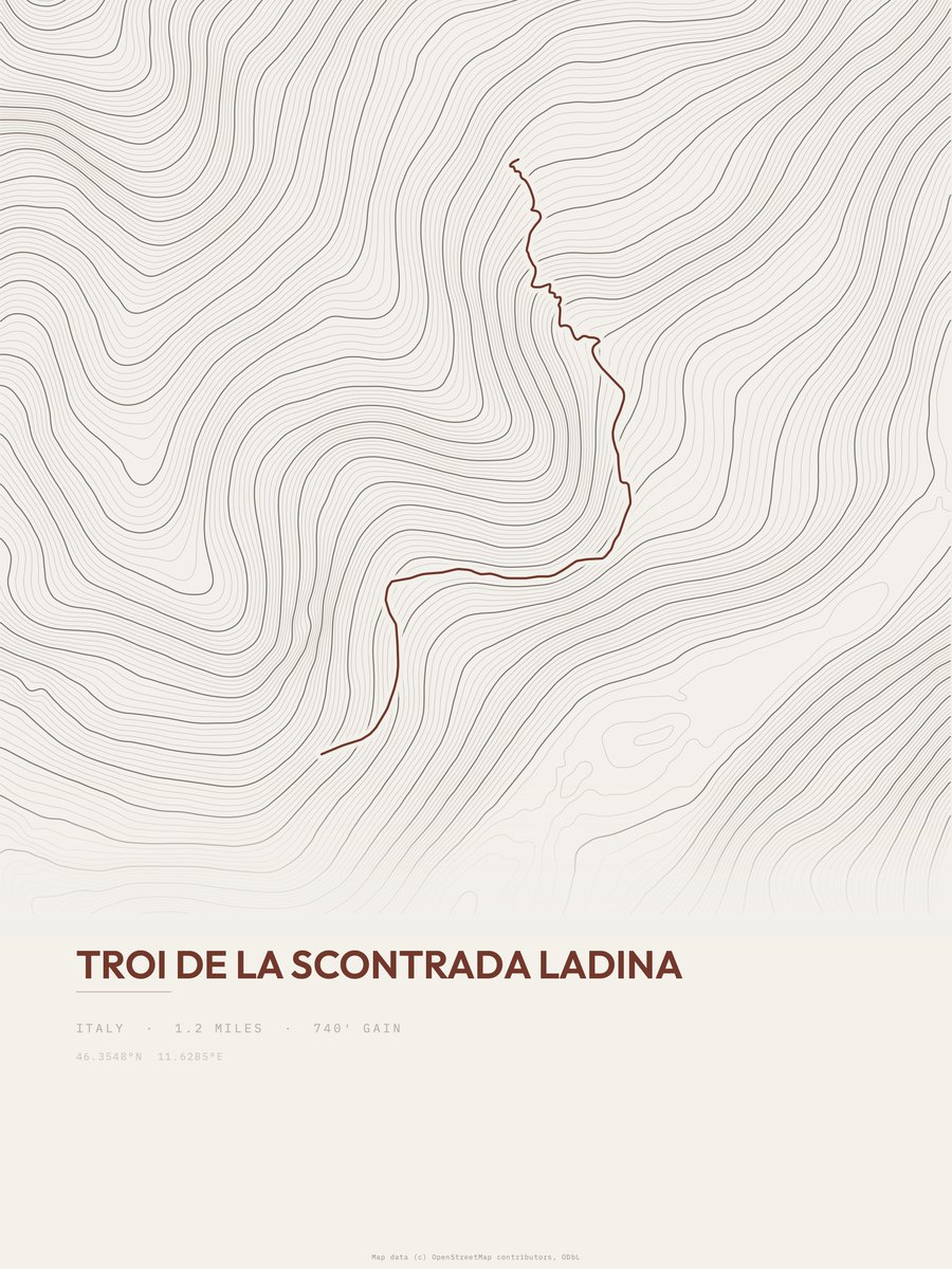 Troi de la Scontrada Ladina Topographic print