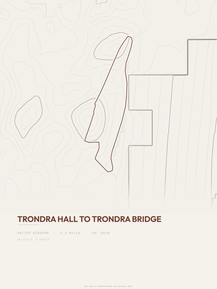 Trondra Hall to Trondra Bridge Topographic print