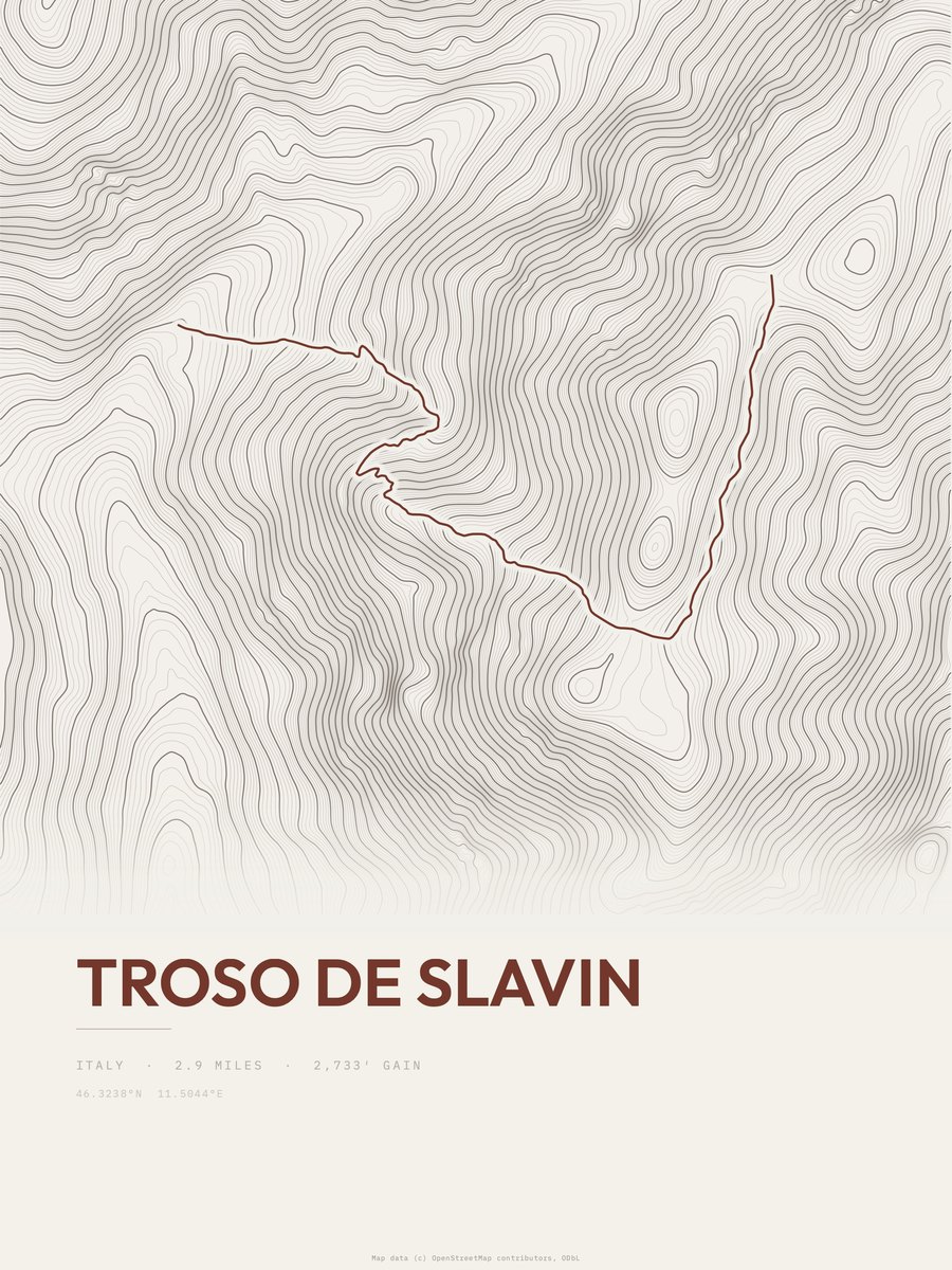 Troso de Slavin topographic trail print