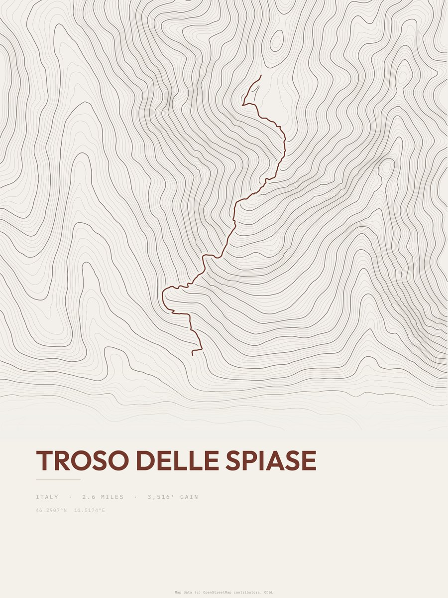 Troso delle Spiase topographic trail print