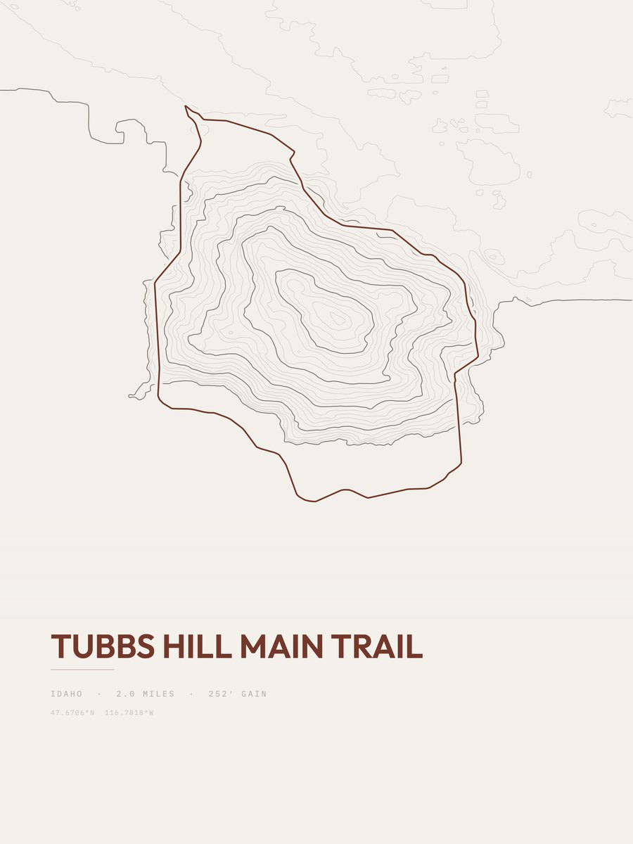 Tubbs Hill Main Trail topographic trail print
