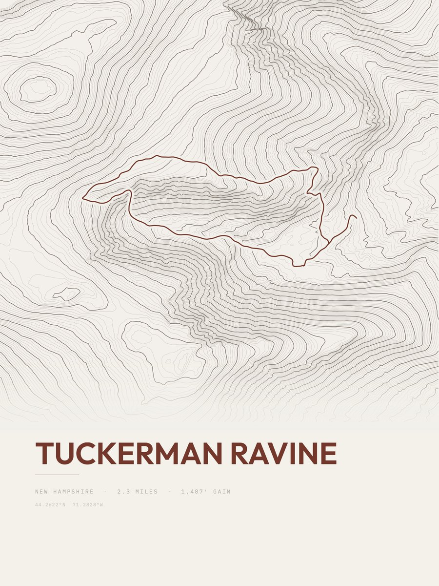Tuckerman Ravine topographic trail print