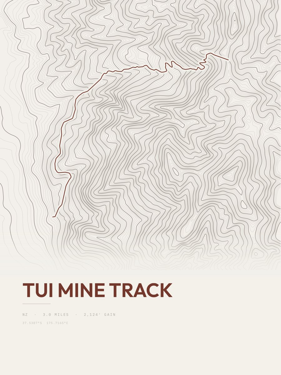Tui Mine Track Topographic print