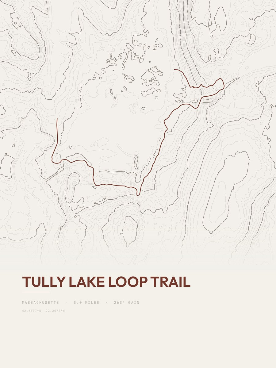 Tully Lake Loop Trail topographic trail print