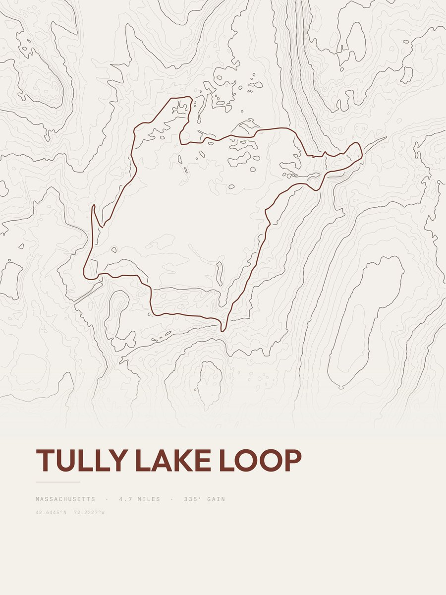 Tully Lake Loop topographic trail print