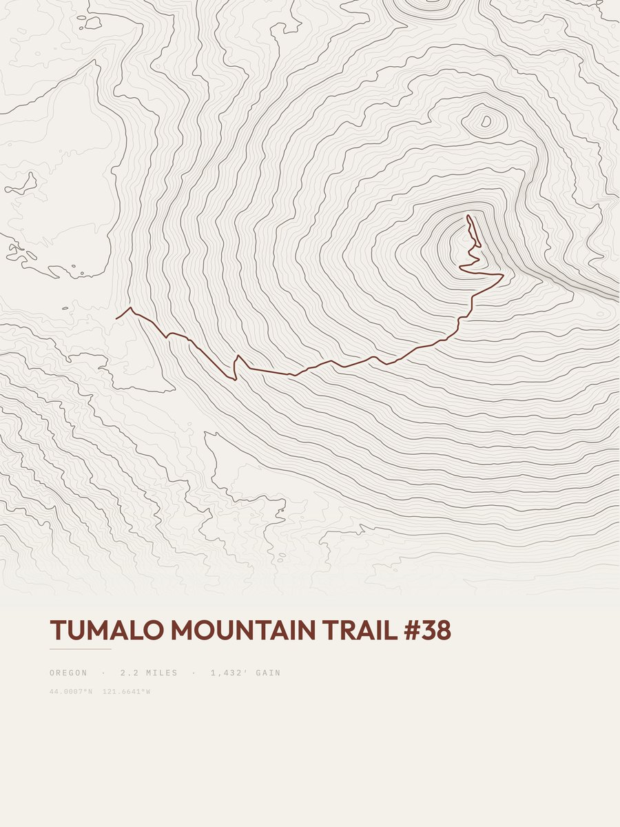 Tumalo Mountain Trail topographic trail print