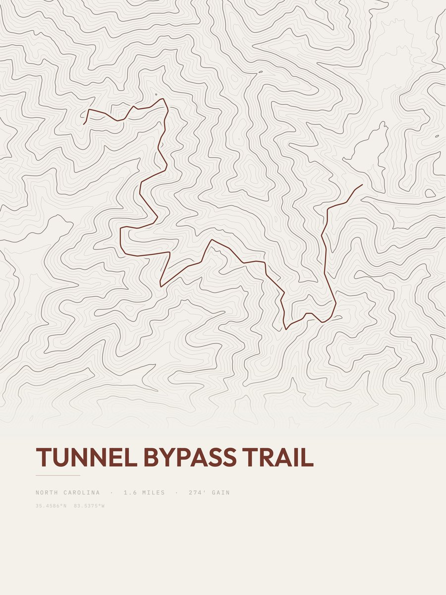 Tunnel Bypass Trail topographic trail print