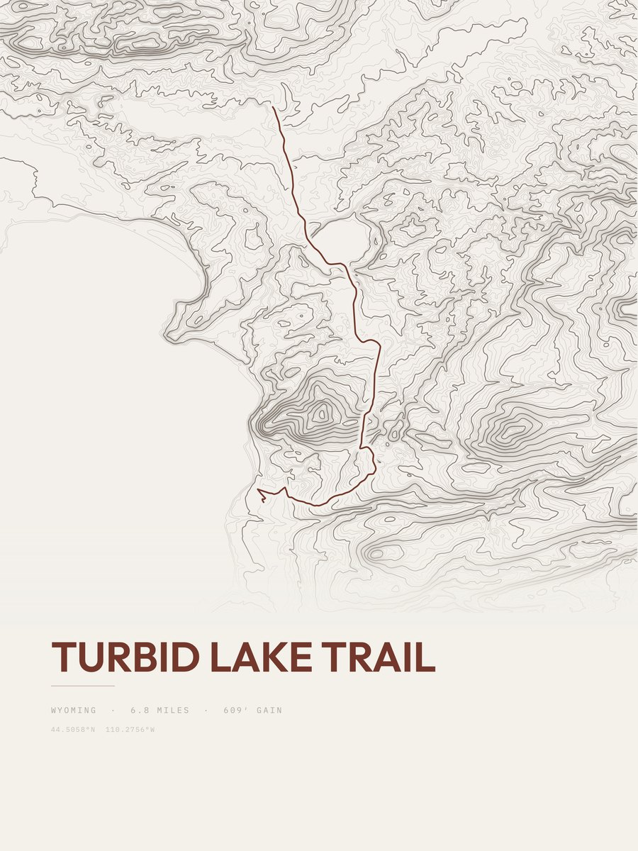 Turbid Lake Trail topographic trail print