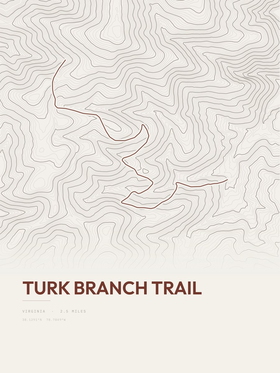 Turk Branch Trail topographic trail print