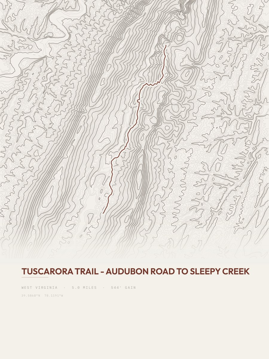 Tuscarora Trail topographic trail print
