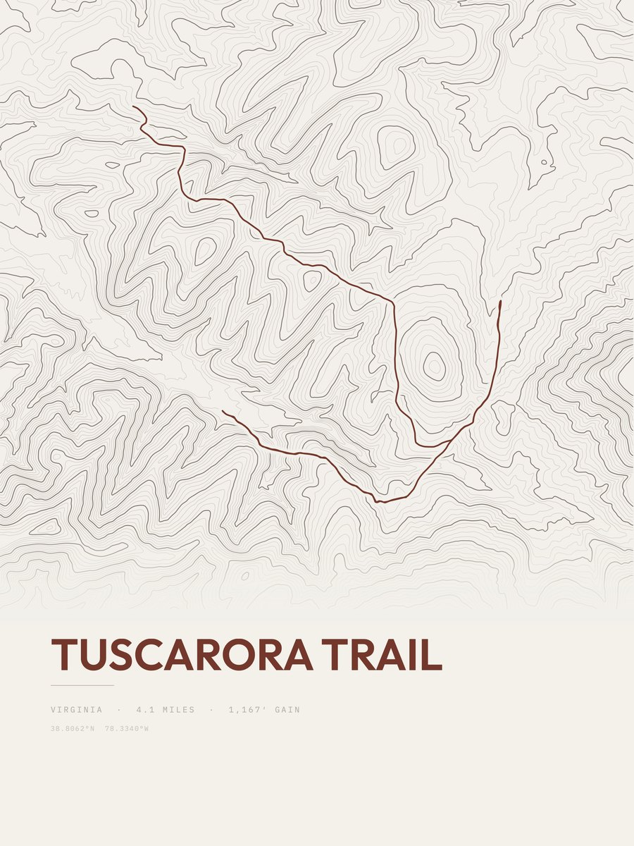 Tuscarora Trail topographic trail print