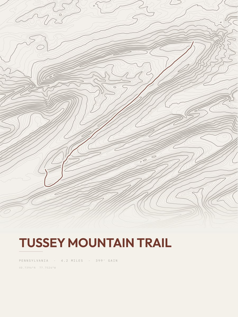 Tussey Mountain Trail topographic trail print
