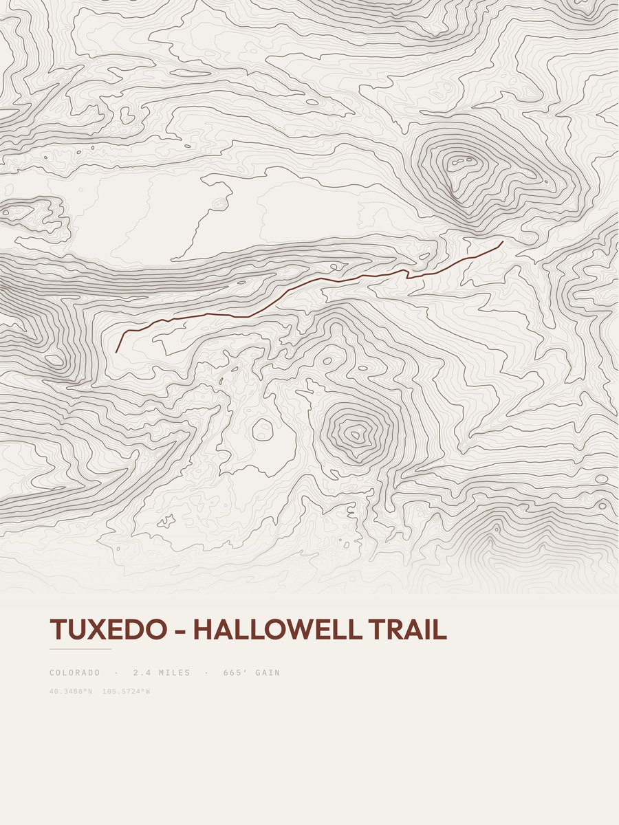 Tuxedo - Hallowell Trail Topographic print