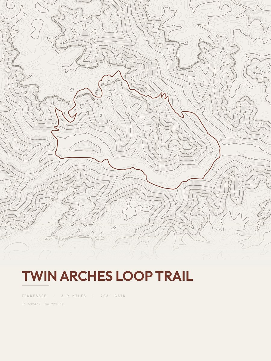 Twin Arches Loop Trail Topographic print