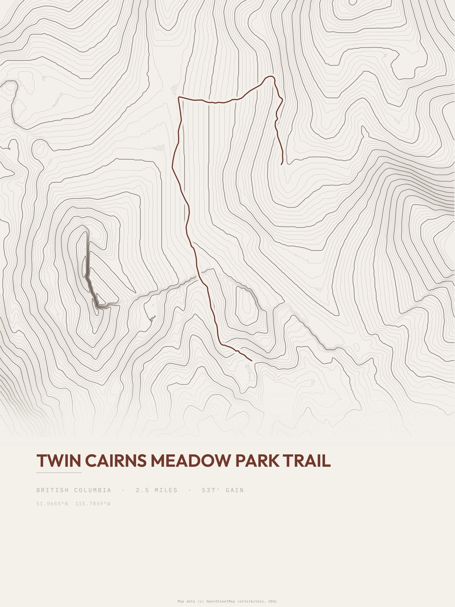 Twin Cairns Meadow Park Trail Topographic print