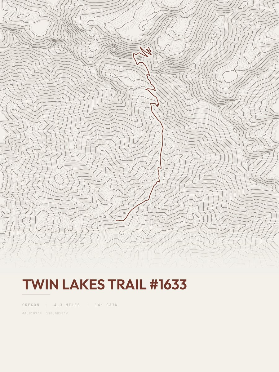 Twin Lakes Trail Topographic print