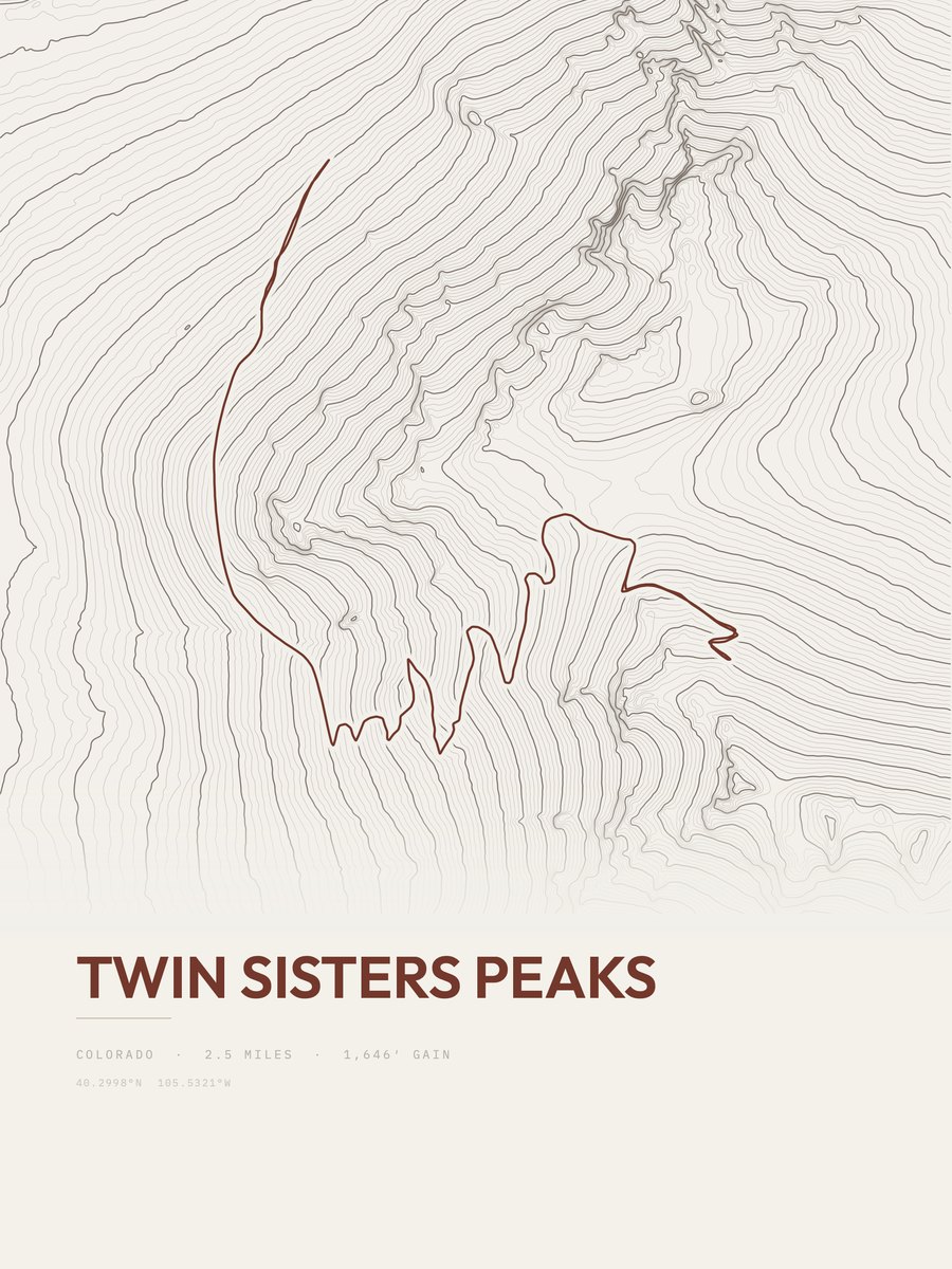 Twin Sisters Peaks Topographic print