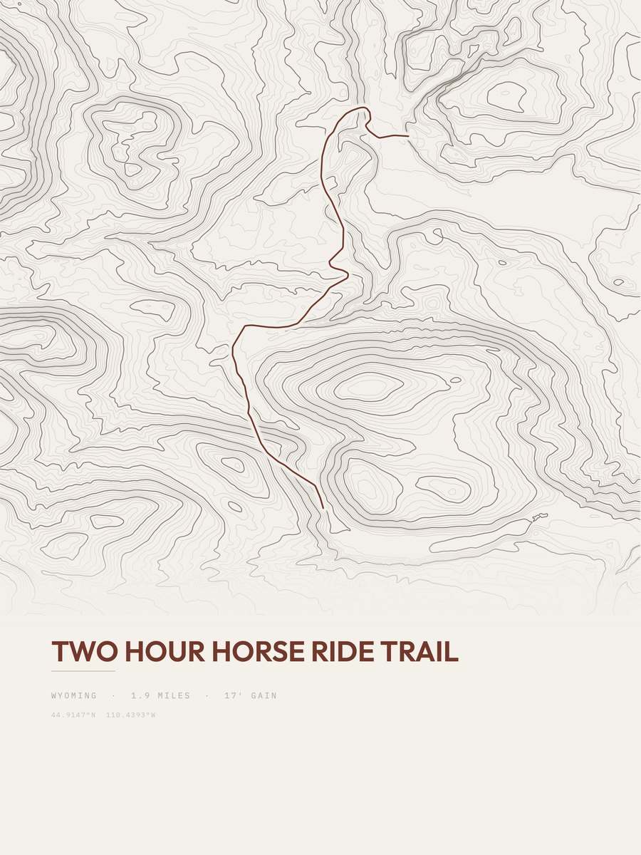 Two Hour Horse Ride Trail Topographic print