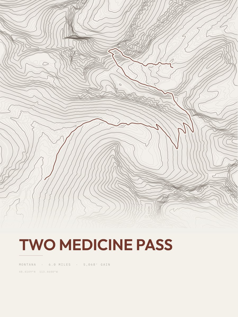 Two Medicine Pass Topographic print