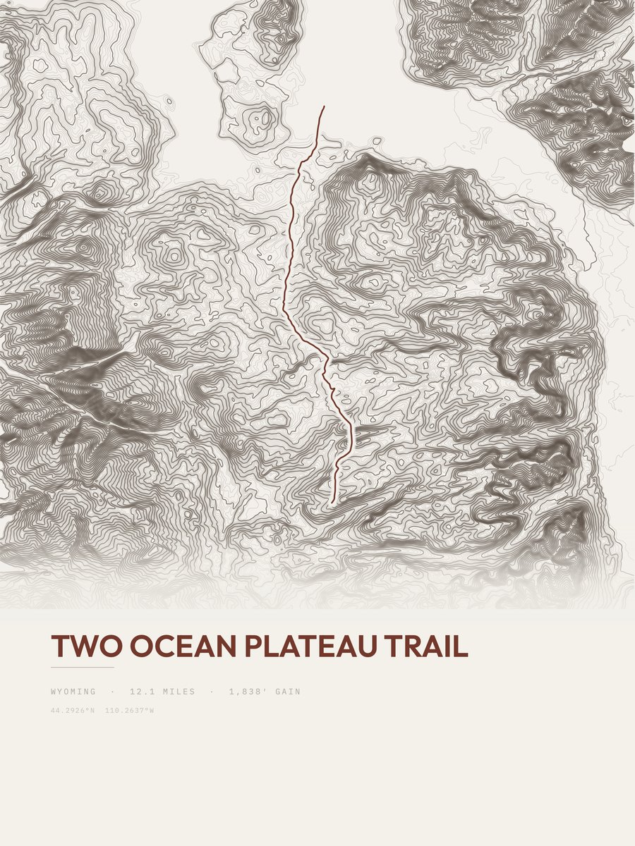 Two Ocean Plateau Trail Topographic print
