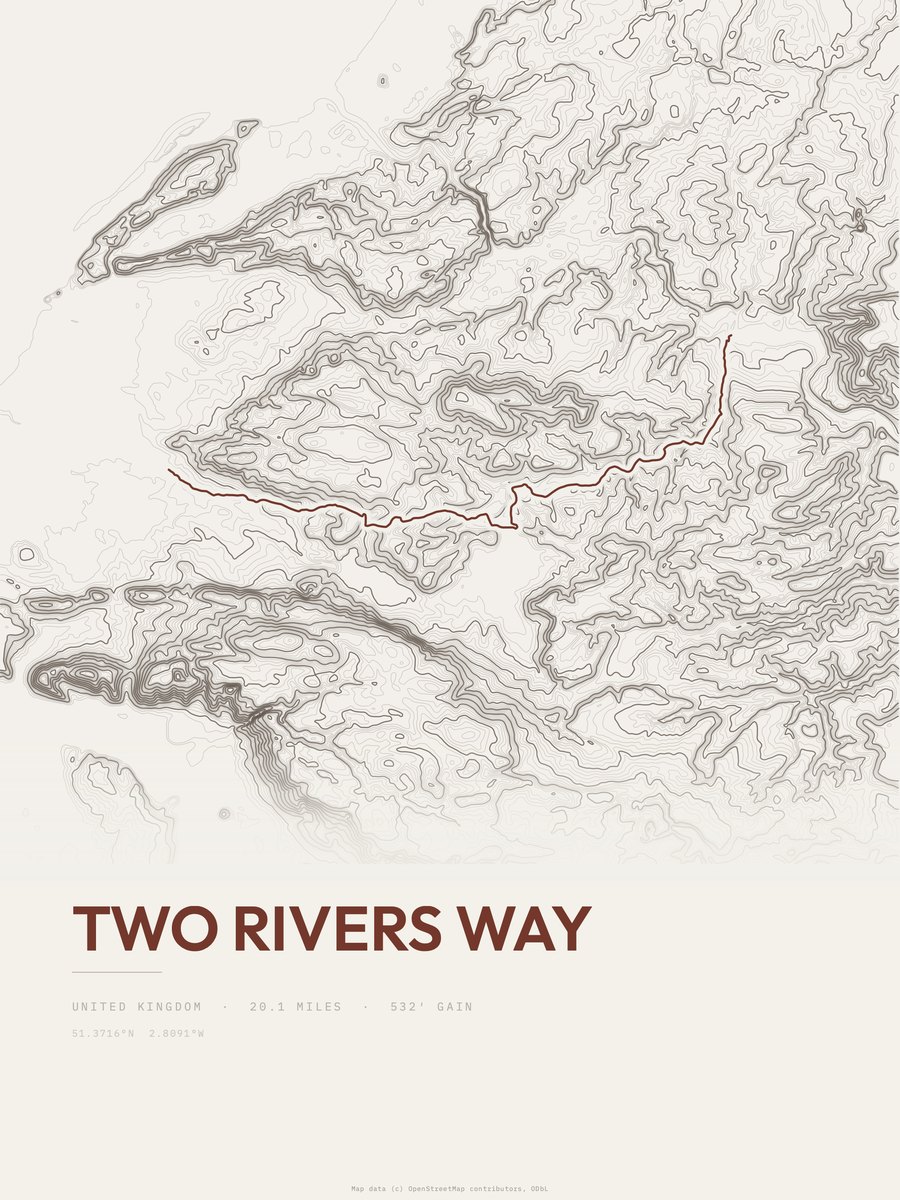 Two Rivers Way Topographic print