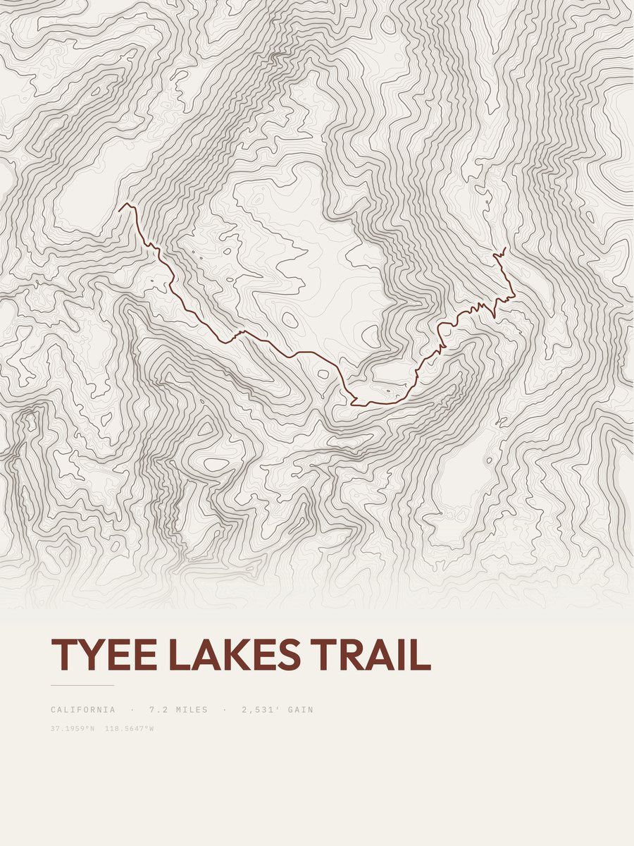 Tyee Lakes Trail Topographic print