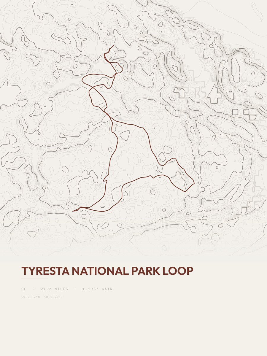 Tyresta National Park Loop topographic trail print