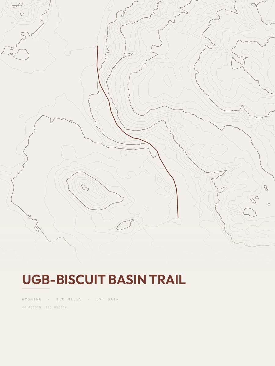 UGB-Biscuit Basin Trail topographic trail print