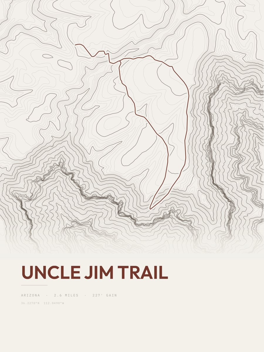 Uncle Jim Trail topographic trail print
