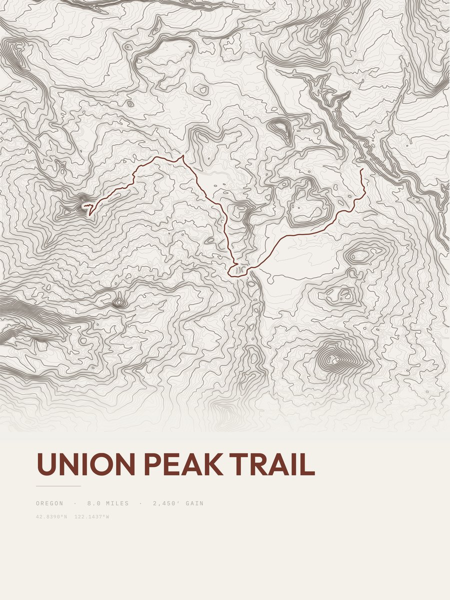Union Peak Trail topographic trail print