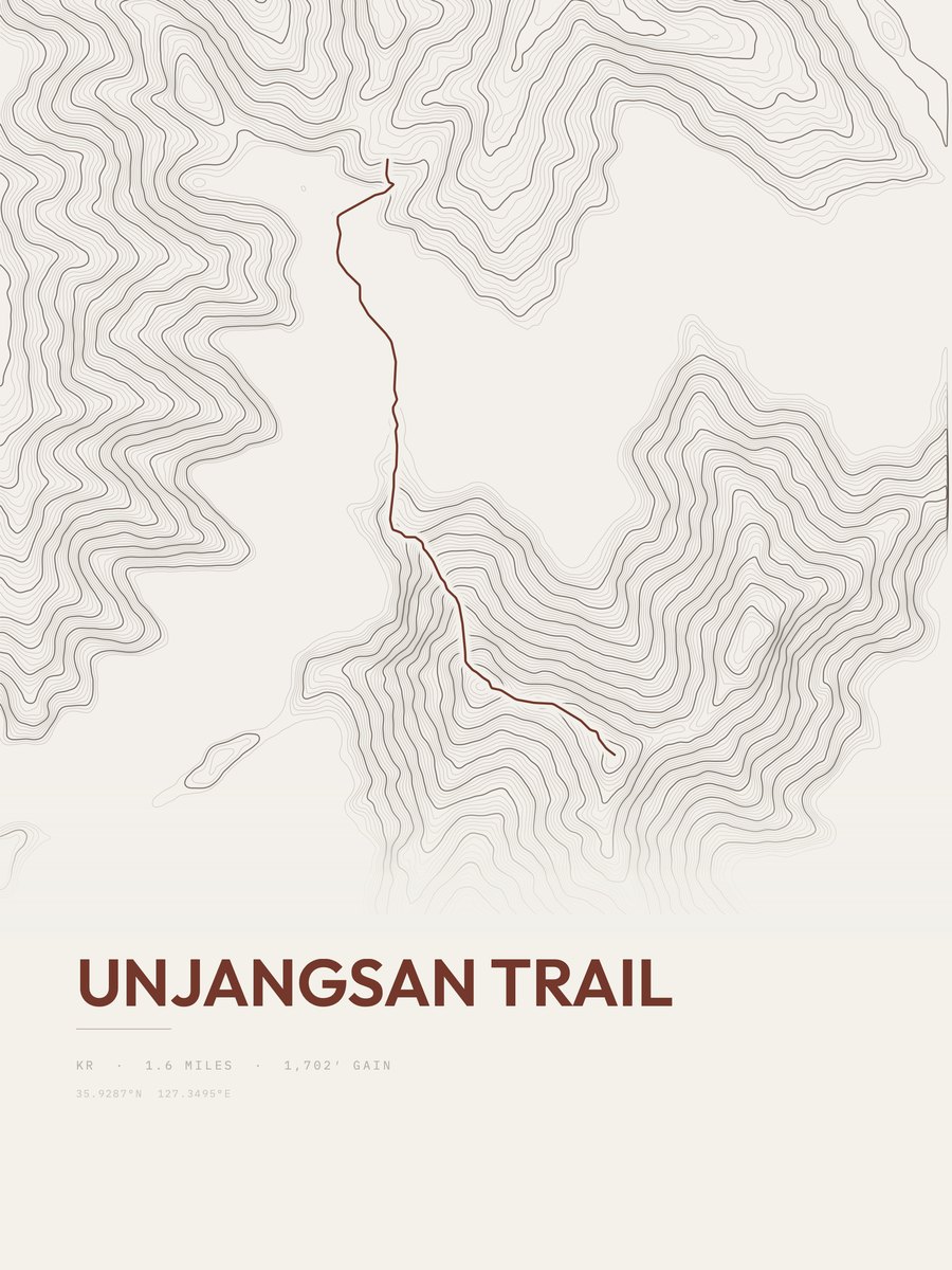 Unjangsan Trail Topographic print
